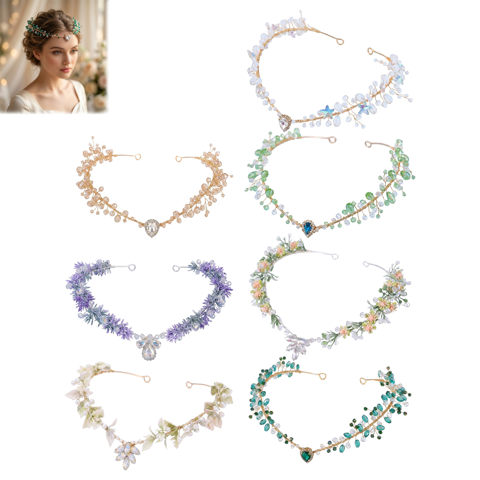 Women Accessories For Wedding - Ślubna opaska do włosów, trójkątna ozdoba