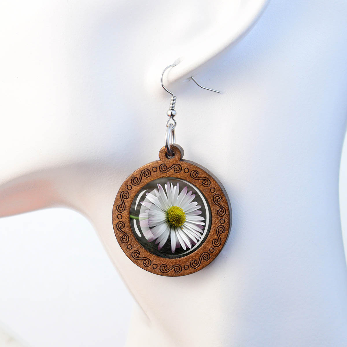 Women Accessories Bouquet - 1 para Wykwintnych Kolczyków z Drewnianym
