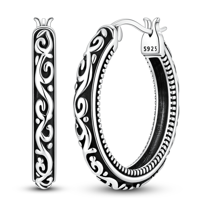 Statement Earrings Oversized - Kolczyki damskie ze srebra próby 925